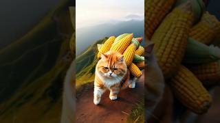 Cat Harvests Corn On The Top Of The Mountain cat animals unstoppable funny [upl. by Arni636]