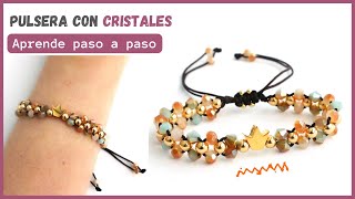 Como hacer pulseras de hilo elegantes con cristales 💎 paso a paso  pulseras para vender 💜 [upl. by Suirauqram]