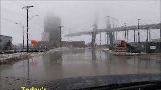 A Foggy Gordie Howe Bridge Update Jefferson Ave Tower Closeup Historic Fort Wayne Rehab coming [upl. by Itsyrc558]