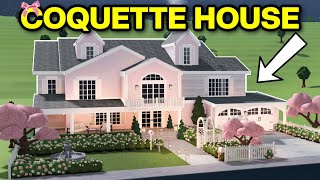 I Built a COQUETTE  PINK Themed HOUSE in Bloxburg [upl. by Clint]