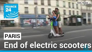 End of electric scooters in Paris French capital completely bans hire scooters from its streets [upl. by Ydisac669]