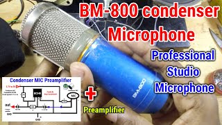 BM800 Condenser microphone  BM800 condenser microphone Curcuit Diagram  Preamplifier [upl. by Sihtnyc219]