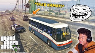 BUS vs Police Cars sa GTA 5 BUS CHASE HAHA  Billionaire City RP [upl. by Odnalra]