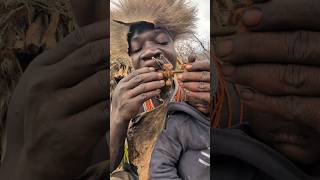 Wow Thats incredible delicious breakfast Hadza man gave his Son 😋😲‼️hadzabetribe villagelifefood [upl. by Novets]