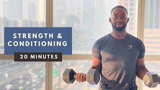 Full Body STRENGTH amp CONDITIONING Workout at Home Dumbbells [upl. by Pearce]