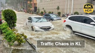 Heavy Rainfall caused Chaos in Kuala Lumpur  Flash Flood  Stuck in the Rain 4K HDR [upl. by Negriv720]