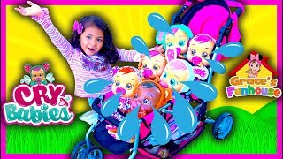 Babysitting Cry Baby Dolls Toys at Park in Cute Doll Stroller Toy [upl. by Intisar]