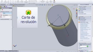 Tutorial  7 de Solidworks 2010  Corte de revolución [upl. by Yokoyama]