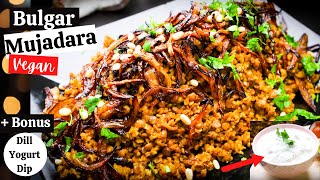 MUJADARA RECIPE WITH BULGAR  Bulgar with Lentils and Caramelised Onions  Vegan Bulgar Mujadara [upl. by Ghiselin]