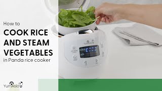 How To Cook Rice And Steam Vegetables At The Same Time In The Yum Asia Panda Mini Rice Cooker [upl. by Sosanna]