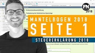 Mantelbogen 2018 Seite 1  Steuererklärung 2018 selber machen  Mantelbogen elster Anleitung 2018 [upl. by Annadal]