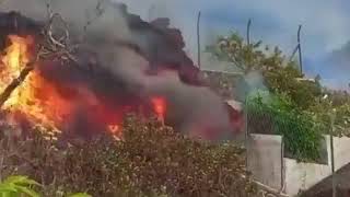 Lava approaching homes after eruption in Canary [upl. by Ivey397]