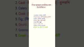 নিত্য ব্যবহৃত সবজির নামের ইংরেজি।জেনে রাখুন। সবজি সবজির নাম [upl. by Pattison862]