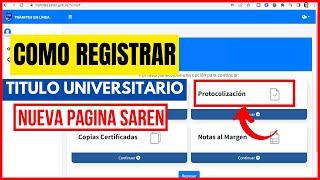 COMO REGISTRAR TITULO UNIVERSITARIO EN SAREN 2023 Paso a Paso y Tips de Ayuda [upl. by Urian230]