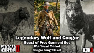 Legendary Wolf amp Cougar in Red Dead Redemption 2  Beast of Prey Wolf Heart and Cougar Fang trinket [upl. by Ellennahs564]