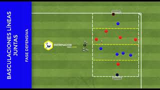 EJERCICIOS DE FÚTBOL BASCULACIONES LINEAS JUNTAS FASE DEFENSIVA [upl. by Ponce]