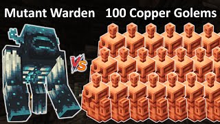 Mutant warden vs 100 Copper Golems  Mutant Warden vs Copper Golem Army  Minecraft mob battle [upl. by Vinni]