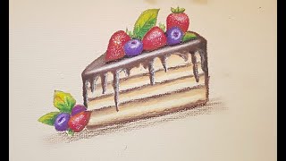 How to draw а cake with Mungyo oil pastels 🎨 STILL LIFE [upl. by Krock]