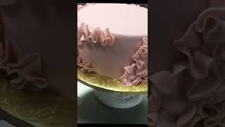 Making an Easy Ruffle Cake cake shorts cakedecorating [upl. by Nwahsyd]