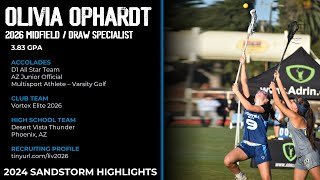 Olivia Ophardt 2026 Midfield  Draw Specialist Marist 30  SandStorm Highlights 2024 [upl. by Reywas]