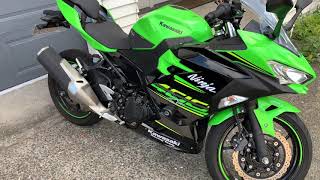 Ninja 400 Stock Exhaust vs Musarri Exhaust [upl. by Ozan425]