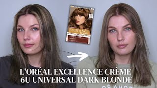 LOréal Excellence Crème 6U Universal Dark Blonde Review [upl. by Prestige971]