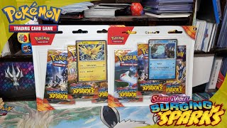 Opening 2 Pokemon TCG Surging Sparks 3 Pack Blisters [upl. by Imoian]