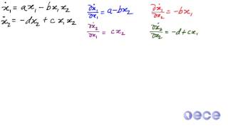 Linearizing at an equilibrium point LotkaVolterra [upl. by Tnerb]