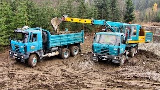 TATRA 815 UDS 114 TATRA 815 S3 New Holland backhoe  digging a pond [upl. by Yrelav320]