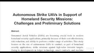 Autonomous Strike UAVs in Support of Homeland Security Missions Challenges and Preliminary Solutions [upl. by Neerroc]