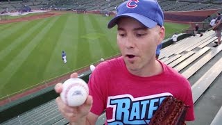 Getting commemorative baseballs and a lineup card at Wrigley Field [upl. by Atiuqad608]