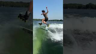 Wakesurfing with rollerblades on 😂 [upl. by Sokram810]