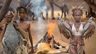 Experience Ancient Hadzabe Tribe Lifestyle  Hunting And Cooking In The Wild [upl. by Eeznyl]