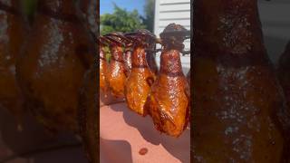 Delicious Honey Mustard Chicken Drumsticks you can SMELL bbq chicken honeymustard offsetsmoker [upl. by Gnemgnok]