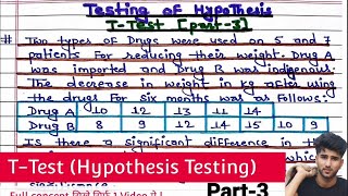 Ttest  T test part3  hypothesis testing Ttest  Ttest full concept  testing of hypothesis [upl. by Dinse717]