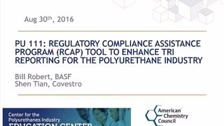 New Polyurethanes Webinar on RCAP Tool to Enhance TRI Reporting [upl. by Roxanne341]