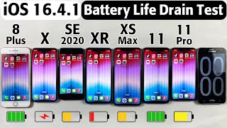 iOS 1641 Battery Life Drain Test  iPhone 8 Plus vs X vs SE 2020 vs XR vs XS Max vs 11 vs 11 Pro [upl. by Zetnahs]