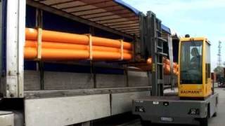 BAUMANN Seitenstapler sideloaders PVC and Pipe applications [upl. by Redienhcs275]