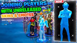 Joining Fortnite Lobbies Using Unreleased Skins and Emotes  Shadow Midas Superman and More [upl. by Onirefez410]