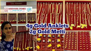 4g Gold Golusu 2g Gold Metti  Dailywear gold anklets leg chains amp gold toe rings  Saravana Stores [upl. by Asilehc]