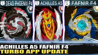 NOVO UPDATE ACHILLES A5 FAFNIR F4 DEAD PHOENIX BEYBLADE BURST APP ENGAARD E4  NOVOS AVATARES [upl. by Eliades]