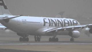 Storm Finnair Airbus A340300 Take off at Narita [upl. by Adriena448]