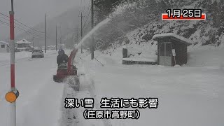 広島県北も深い雪に 安芸高田市では川が凍る [upl. by Ahsinnek966]