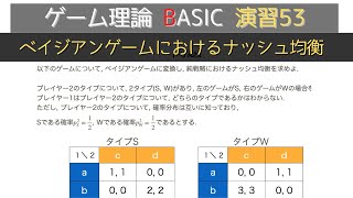 ゲーム理論BASIC 演習53 ベイジアンゲームにおけるナッシュ均衡 [upl. by Patricio891]