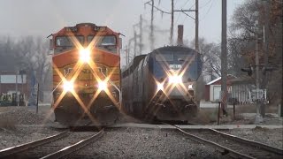 The most EPIC train race youll ever see Amtrak vs BNSF in Ottumwa IA 12914 [upl. by Ylas]