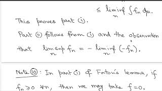 Lecture 33  Fatous Lemma and Dominated Convergence Theorem [upl. by Esille260]