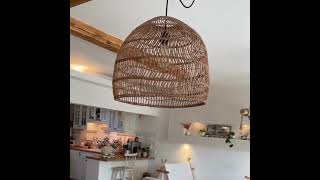 Handmade Rattan Lamp BELL Wicker Lamp Boho Style Lampshade Pendant Lamp [upl. by Maure581]