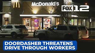 DoorDash delivery person attempts to climb through drive thru window threatens employees MCSO [upl. by Utas]