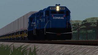 BN TOFC Train with Conrail power in RoScale Rocky Mountain Division 1994 [upl. by Innaig]