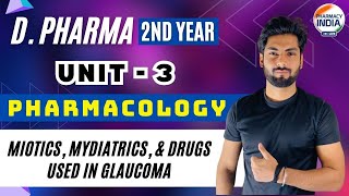 Miotics Mydiatrics amp Drugs Used in Glaucoma  Unit  3  PHARMACOLOGY  2nd Year  DPHARMA [upl. by Nagam]